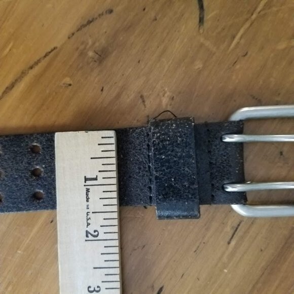 Aeropostale Distressed Genuine Leather Dark Brown Belt, Double Prong Buckle - Picture 7 of 10